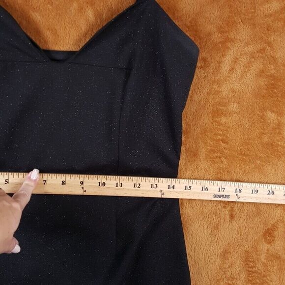 NSR Womens Dress Medium Black Mini Sheath Bodycon Sparkle Stretch Adjustable - Picture 9 of 11